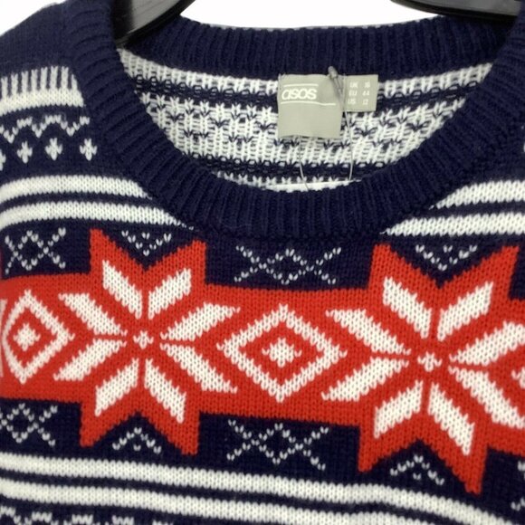 Asos holiday Size 12 Winter Snowflake Pullover Knit Sweater Top Crewneck NEW - Picture 2 of 6